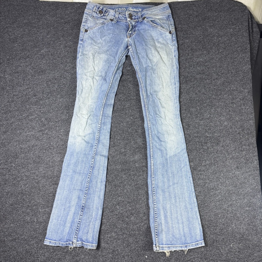 Guess Premium Bootcut Jeans Womens 26 Blue Denim Cotton Stretch Embroidered